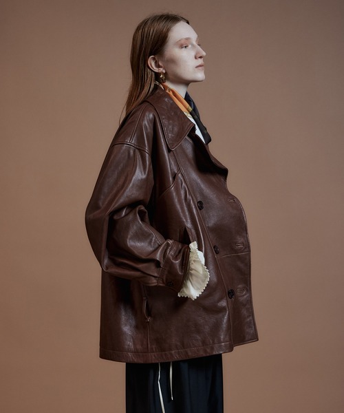 MAISON SPECIAL（メゾンスペシャル）の「【2026Autumn PRE-ORDER】Leather Short Trench Coat/レザーショートトレンチコート（トレンチコート・レディース・ブラウン/ブラック・FREE）」の19枚目の写真