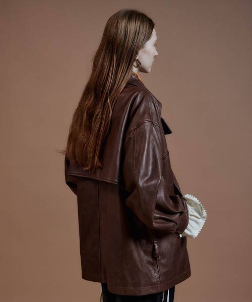 MAISON SPECIAL（メゾンスペシャル）の「【2026Autumn PRE-ORDER】Leather Short Trench Coat/レザーショートトレンチコート（トレンチコート・レディース・ブラウン/ブラック・FREE）」の20枚目の写真