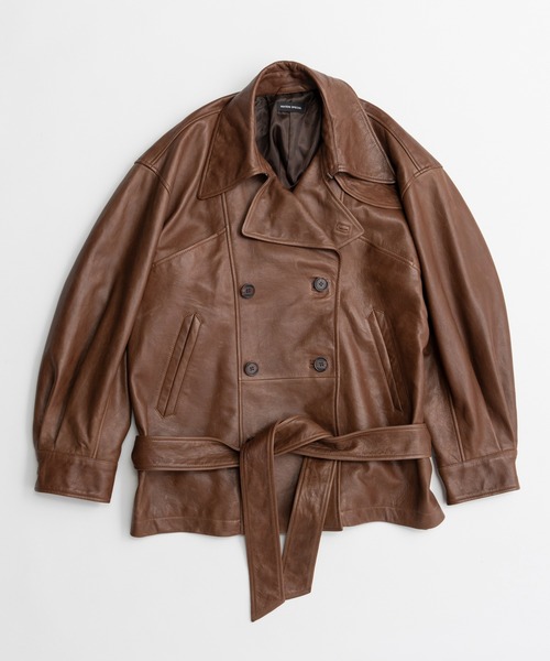MAISON SPECIAL（メゾンスペシャル）の「【2026Autumn PRE-ORDER】Leather Short Trench Coat/レザーショートトレンチコート（トレンチコート・レディース・ブラウン/ブラック・FREE）」の22枚目の写真