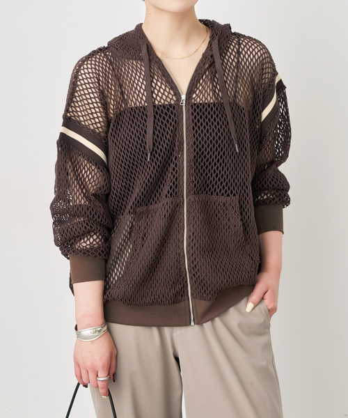 Spick & Span(スピックアンドスパン)の「《別注 / 》athletic wear MASON メッシュパーカー*(パーカー・レディース・アイボリー/ブラウン・FREE)」の21枚目の写真
