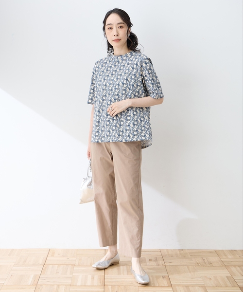 DECOY SINCE 1981(デコイシンスイチキュウハチイチ)の「【ひやさらコットン】バックタックペイズリープリント5分袖Tシャツ【綿100%・接触冷感・UVカット】(Tシャツ/カットソー・レディース・ブラウン/ネイビー・L/LL/M)」の7枚目の写真