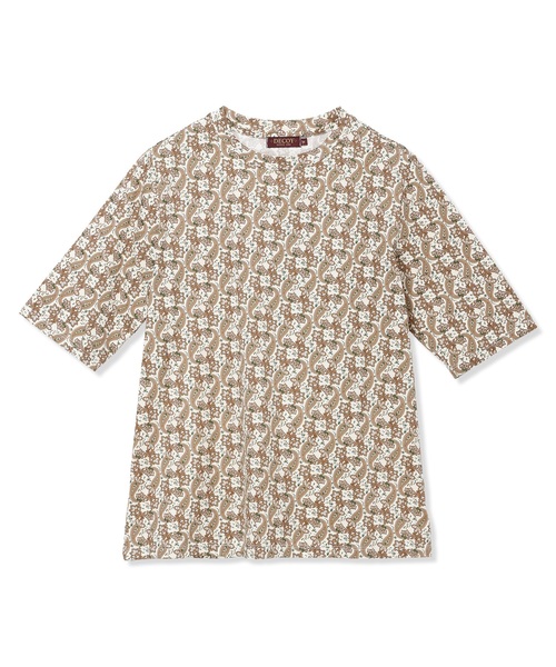 DECOY SINCE 1981(デコイシンスイチキュウハチイチ)の「【ひやさらコットン】バックタックペイズリープリント5分袖Tシャツ【綿100%・接触冷感・UVカット】(Tシャツ/カットソー・レディース・ブラウン/ネイビー・L/LL/M)」の18枚目の写真