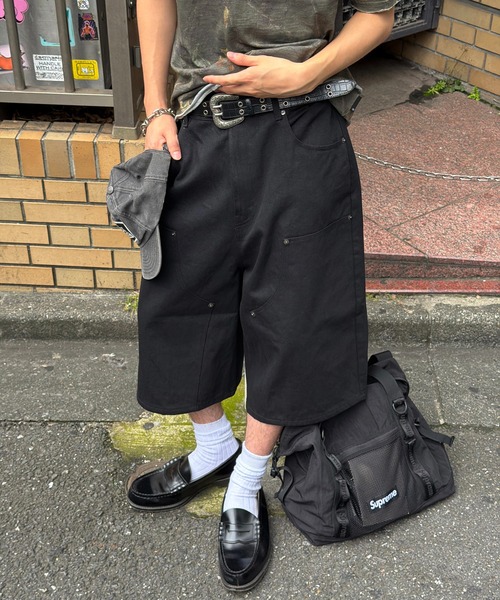 kutir(クティール)の「DOUBLE KNEE DENIM JORTS/ダブルニー デニムジョーツ(その他パンツ・メンズ・ブラック/ダークブラック・SMALL/MEDIUM/LARGE)」の2枚目の写真