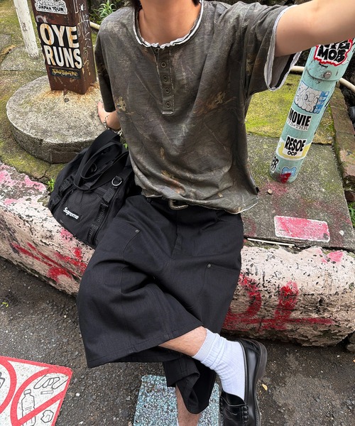kutir(クティール)の「DOUBLE KNEE DENIM JORTS/ダブルニー デニムジョーツ(その他パンツ・メンズ・ブラック/ダークブラック・SMALL/MEDIUM/LARGE)」の4枚目の写真