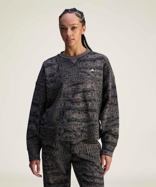 adidas by Stella McCartney(アディダスバイステラマッカートニー)の「adidas by Stella McCartney ルーズスウェットシャツ プリント / トレーナー / アディダス adidas(スウェット・レディース・ブラック・X-SMALL/X-LARGE/MEDIUM/SMALL/LARGE/XX-LARGE)」の1枚目の写真