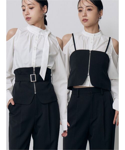 MURUA（ムルーア）の「【セットアップ対応】2wayジップビスチェ（その他トップス・レディース・ブラック/その他1/ブラウン・FREE）」の2枚目の写真