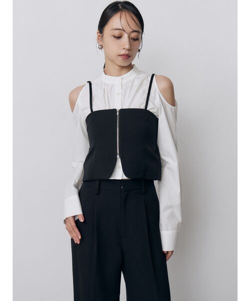 MURUA（ムルーア）の「【セットアップ対応】2wayジップビスチェ（その他トップス・レディース・ブラック/その他1/ブラウン・FREE）」の4枚目の写真