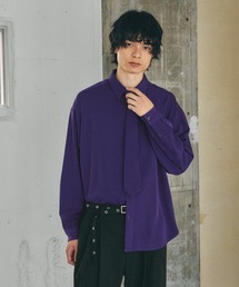 【LUXURY+EASY】<イージーケア>TIED UP OVERSIZED DRAPE SHIRTS/ラグイージータイ付きオーバーサイズシャツ