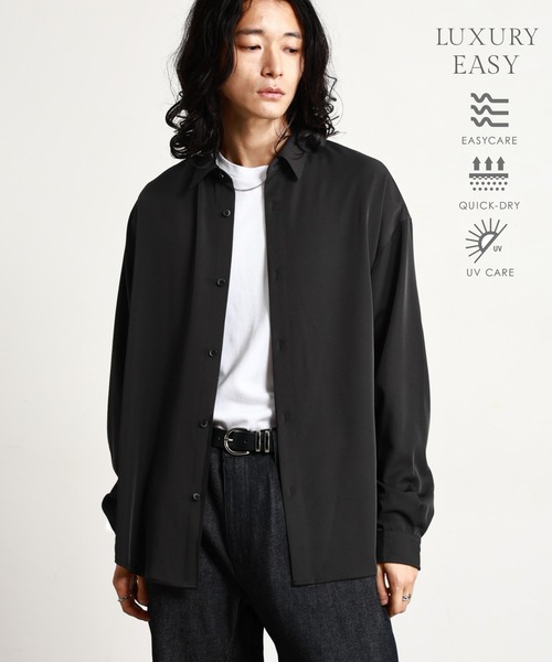 RAGEBLUE(レイジブルー)の「【LUXURY+EASY】<イージーケア>TIED UP OVERSIZED DRAPE SHIRTS/ラグイージータイ付きオーバーサイズシャツ(シャツ/ブラウス・メンズ・ブラック/パープル/ワインレッド/グレー/ホワイト・MEDIUM/SMALL/LARGE)」の3枚目の写真