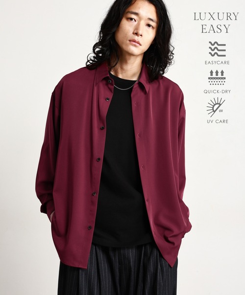 RAGEBLUE(レイジブルー)の「【LUXURY+EASY】<イージーケア>TIED UP OVERSIZED DRAPE SHIRTS/ラグイージータイ付きオーバーサイズシャツ(シャツ/ブラウス・メンズ・ブラック/パープル/ワインレッド/グレー/ホワイト・MEDIUM/SMALL/LARGE)」の5枚目の写真