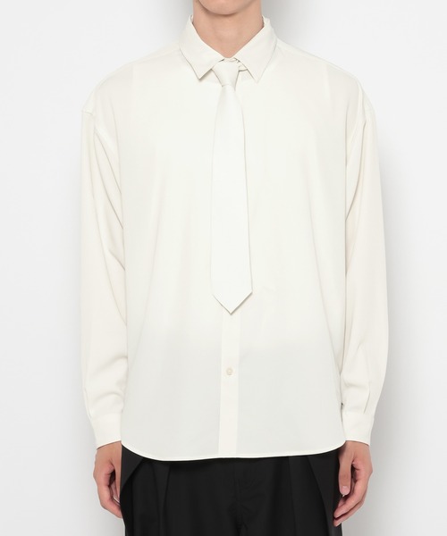 RAGEBLUE(レイジブルー)の「【LUXURY+EASY】<イージーケア>TIED UP OVERSIZED DRAPE SHIRTS/ラグイージータイ付きオーバーサイズシャツ(シャツ/ブラウス・メンズ・ブラック/パープル/ワインレッド/グレー/ホワイト・MEDIUM/SMALL/LARGE)」の9枚目の写真