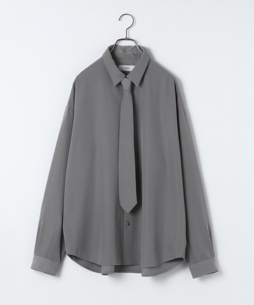 RAGEBLUE(レイジブルー)の「【LUXURY+EASY】<イージーケア>TIED UP OVERSIZED DRAPE SHIRTS/ラグイージータイ付きオーバーサイズシャツ(シャツ/ブラウス・メンズ・ブラック/パープル/ワインレッド/グレー/ホワイト・MEDIUM/SMALL/LARGE)」の6枚目の写真