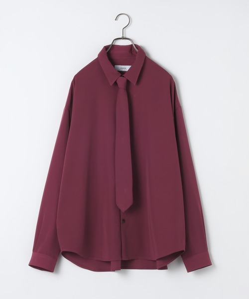 RAGEBLUE(レイジブルー)の「【LUXURY+EASY】<イージーケア>TIED UP OVERSIZED DRAPE SHIRTS/ラグイージータイ付きオーバーサイズシャツ(シャツ/ブラウス・メンズ・ブラック/パープル/ワインレッド/グレー/ホワイト・MEDIUM/SMALL/LARGE)」の7枚目の写真
