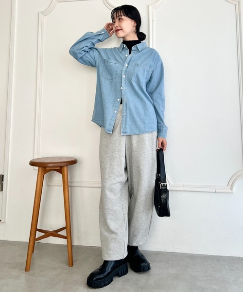 wears(ウェアーズ)の「【2サイズ展開】デニムシャツ ダブルポケット長袖シャツ(シャツ/ブラウス・レディース・ライトブルー/ブルー・M/L)」の15枚目の写真