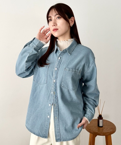 wears(ウェアーズ)の「【2サイズ展開】デニムシャツ ダブルポケット長袖シャツ(シャツ/ブラウス・レディース・ライトブルー/ブルー・M/L)」の21枚目の写真