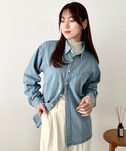 wears(ウェアーズ)の「【2サイズ展開】デニムシャツ ダブルポケット長袖シャツ(シャツ/ブラウス・レディース・ライトブルー/ブルー・M/L)」の22枚目の写真