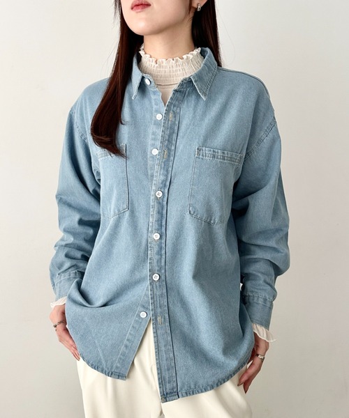 wears(ウェアーズ)の「【2サイズ展開】デニムシャツ ダブルポケット長袖シャツ(シャツ/ブラウス・レディース・ライトブルー/ブルー・M/L)」の19枚目の写真
