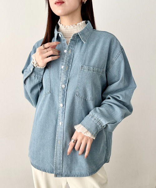 wears(ウェアーズ)の「【2サイズ展開】デニムシャツ ダブルポケット長袖シャツ(シャツ/ブラウス・レディース・ライトブルー/ブルー・M/L)」の20枚目の写真