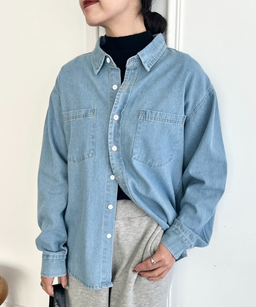 wears(ウェアーズ)の「【2サイズ展開】デニムシャツ ダブルポケット長袖シャツ(シャツ/ブラウス・レディース・ライトブルー/ブルー・M/L)」の7枚目の写真