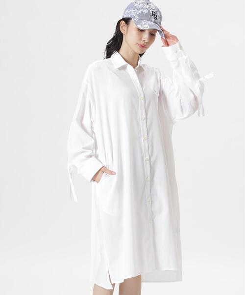 PEARLY GATES（パーリーゲイツ）の「【PEARLY GATES】強撚シアサッカーワンピース（ワンピース・レディース・ホワイト・MEDIUM）」の2枚目の写真