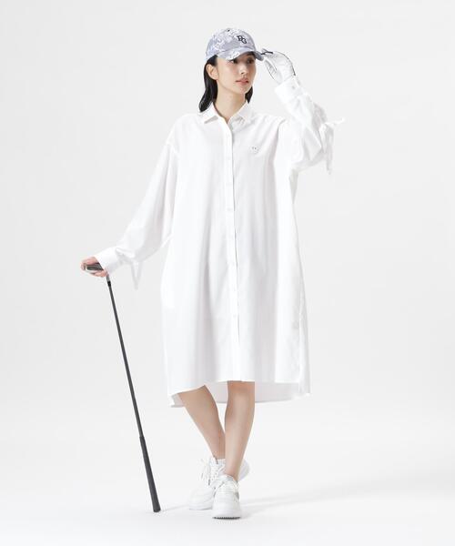 PEARLY GATES（パーリーゲイツ）の「【PEARLY GATES】強撚シアサッカーワンピース（ワンピース・レディース・ホワイト・MEDIUM）」の4枚目の写真