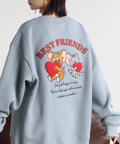 Tom&Jerry(トムアンドジェリー)の「【Tom & Jerry/トム & ジェリー】アソート アートワークデザイン 裏起毛 サガラ刺繍&アップリケ クルーネック スウェット トレーナー(スウェット・メンズ・ブラック系その他/ベージュ系その他/ブラック系1/ライトグレー系1/サックスブルー系1/ホワイト系1/ブラック系その他2/ブラック系2/ライトグレー系2/サックスブルー系2/ホワイト系2/ベージュ系その他2・LL/L/M)」の11枚目の写真