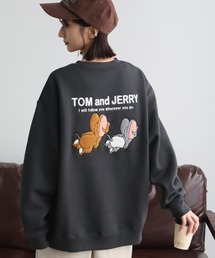 【Tom & Jerry/トム & ジェリー】アソート アートワークデザイン 裏起毛 サガラ刺繍&アップリケ クルーネック スウェット トレーナー