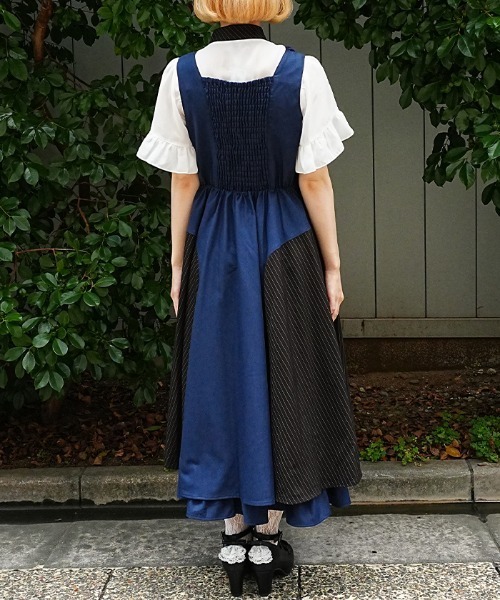 axes femme POETIQUE(アクシーズファムポエティック)の「バイカラーストライプJSK(ワンピース・レディース・ネイビー/グリーン・MEDIUM)」の5枚目の写真