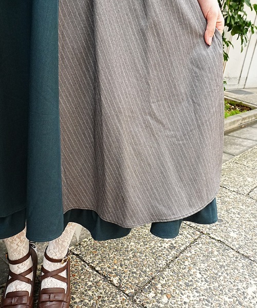 axes femme POETIQUE(アクシーズファムポエティック)の「バイカラーストライプJSK(ワンピース・レディース・ネイビー/グリーン・MEDIUM)」の10枚目の写真