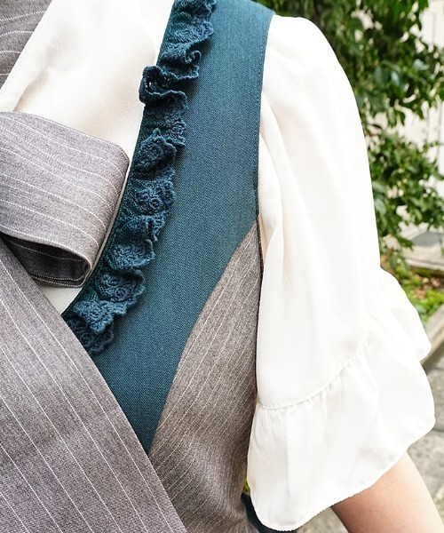 axes femme POETIQUE(アクシーズファムポエティック)の「バイカラーストライプJSK(ワンピース・レディース・ネイビー/グリーン・MEDIUM)」の11枚目の写真