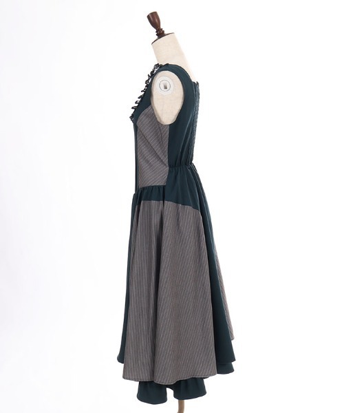 axes femme POETIQUE(アクシーズファムポエティック)の「バイカラーストライプJSK(ワンピース・レディース・ネイビー/グリーン・MEDIUM)」の17枚目の写真