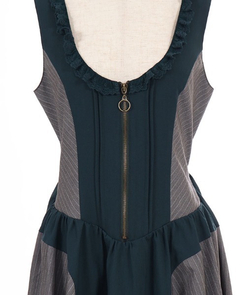 axes femme POETIQUE(アクシーズファムポエティック)の「バイカラーストライプJSK(ワンピース・レディース・ネイビー/グリーン・MEDIUM)」の19枚目の写真