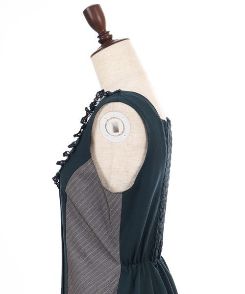 axes femme POETIQUE(アクシーズファムポエティック)の「バイカラーストライプJSK(ワンピース・レディース・ネイビー/グリーン・MEDIUM)」の21枚目の写真
