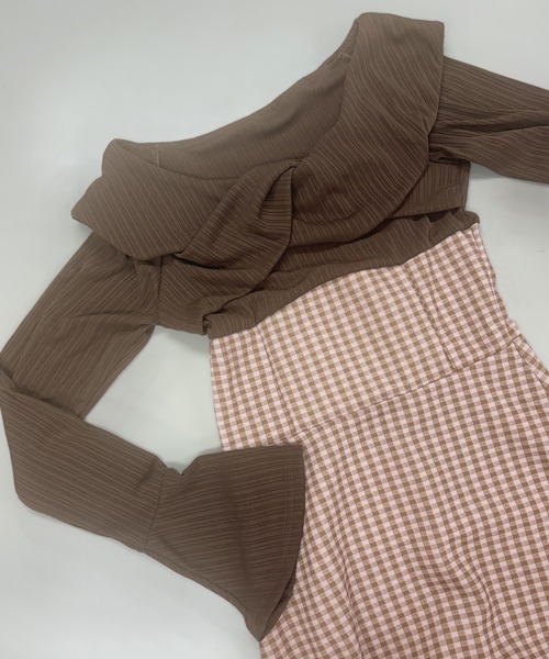 MILAE(ミレ)の「チェック柄ドッキングロングワンピース(ワンピース・レディース・ブラウン・S/M/L)」の9枚目の写真