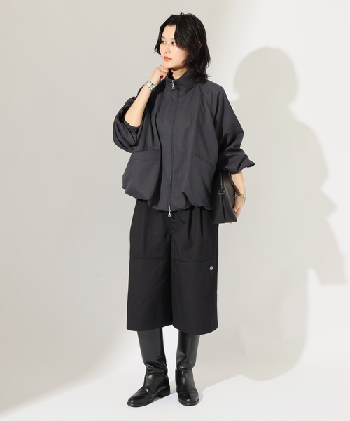 JOURNAL STANDARD(ジャーナルスタンダード)の「無地チェック ハイネック バルーンブルゾン(その他アウター・レディース・ブラウン/チャコールグレー・FREE)」の3枚目の写真