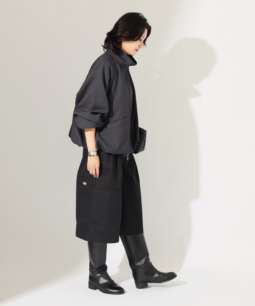 JOURNAL STANDARD(ジャーナルスタンダード)の「無地チェック ハイネック バルーンブルゾン(その他アウター・レディース・ブラウン/チャコールグレー・FREE)」の6枚目の写真