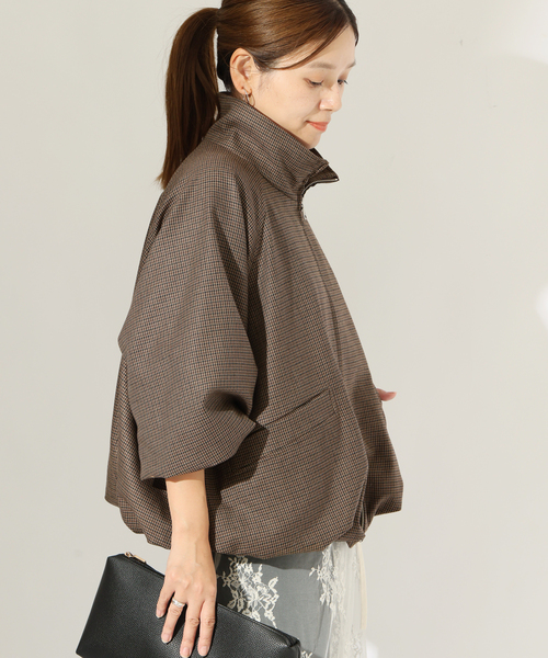 JOURNAL STANDARD(ジャーナルスタンダード)の「無地チェック ハイネック バルーンブルゾン(その他アウター・レディース・ブラウン/チャコールグレー・FREE)」の19枚目の写真