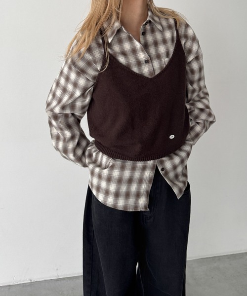 CANAL JEAN(キャナルジーン)の「HARING チェックシャツ(シャツ/ブラウス・レディース・ブラウン/ネイビー・ONE SIZE)」の6枚目の写真