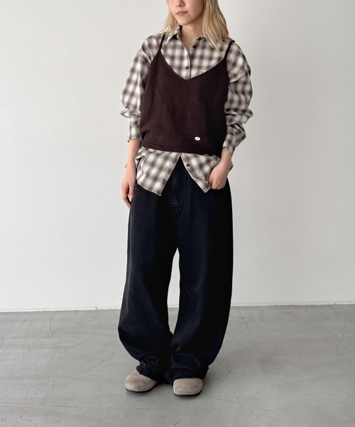 CANAL JEAN(キャナルジーン)の「HARING チェックシャツ(シャツ/ブラウス・レディース・ブラウン/ネイビー・ONE SIZE)」の7枚目の写真