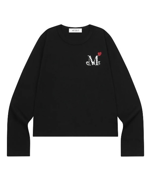 MUCENT（ムセント）の「【日本未発売/WEB限定】MUCENT(ムセント)/ラブリッツ ミニ ハート ロゴ 長袖 Tシャツ ロンT/LOVRITS MINI HEART LOGO LONG SLEEVE T（Tシャツ/カットソー・レディース・ブラック/ホワイト・FREE）」の4枚目の写真