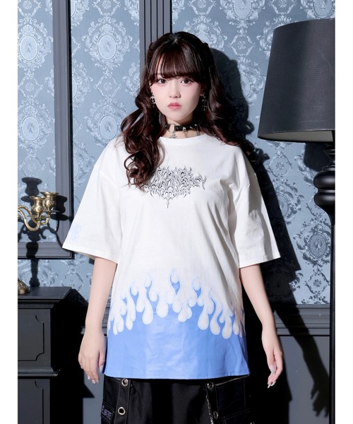 NOEMIE（ノエミー）の「ファイヤープリントユニセックスTシャツ（Tシャツ/カットソー・レディース・ピンク/ブラック/ブルー・M）」の3枚目の写真