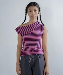 OMO/オモ Stripes Boatneck Top