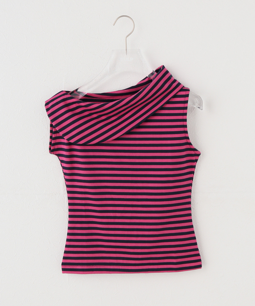 OMO(オモ)の「OMO/オモ Stripes Boatneck Top(Tシャツ/カットソー・レディース・ピンク・FREE)」の3枚目の写真