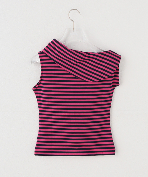 OMO(オモ)の「OMO/オモ Stripes Boatneck Top(Tシャツ/カットソー・レディース・ピンク・FREE)」の4枚目の写真