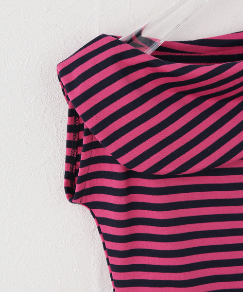 OMO(オモ)の「OMO/オモ Stripes Boatneck Top(Tシャツ/カットソー・レディース・ピンク・FREE)」の6枚目の写真