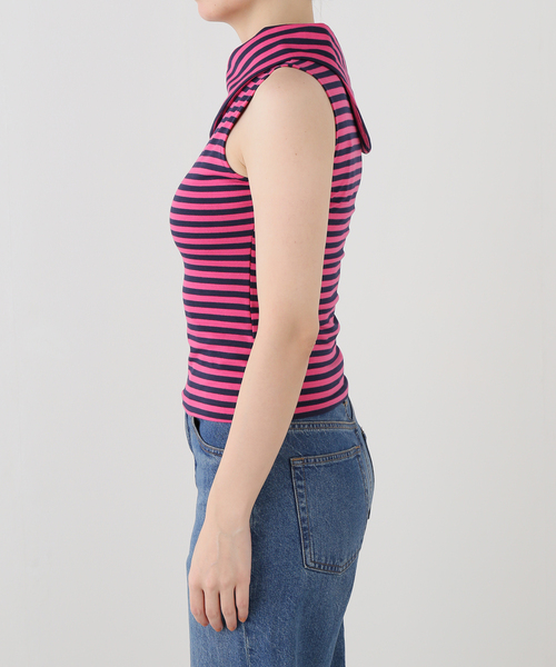 OMO(オモ)の「OMO/オモ Stripes Boatneck Top(Tシャツ/カットソー・レディース・ピンク・FREE)」の11枚目の写真