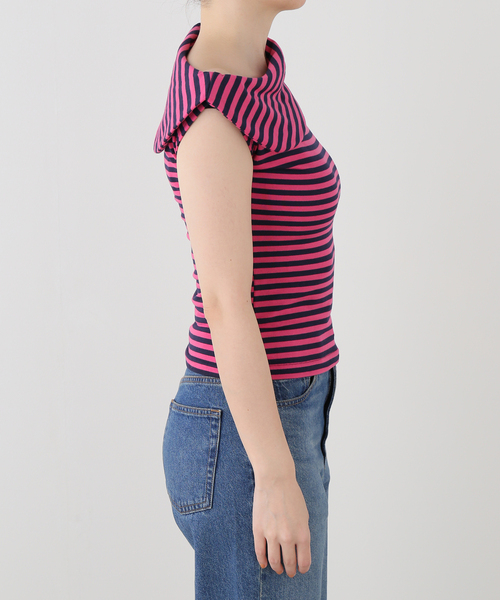OMO(オモ)の「OMO/オモ Stripes Boatneck Top(Tシャツ/カットソー・レディース・ピンク・FREE)」の13枚目の写真