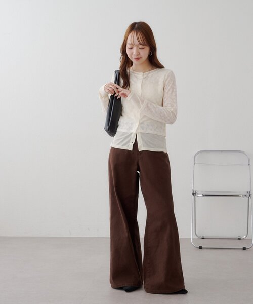 DISCOAT(ディスコート)の「【WEB限定】シアージャガードレイヤードカーディガン(Tシャツ/カットソー・レディース・ブラック/アイボリー・FREE)」の10枚目の写真