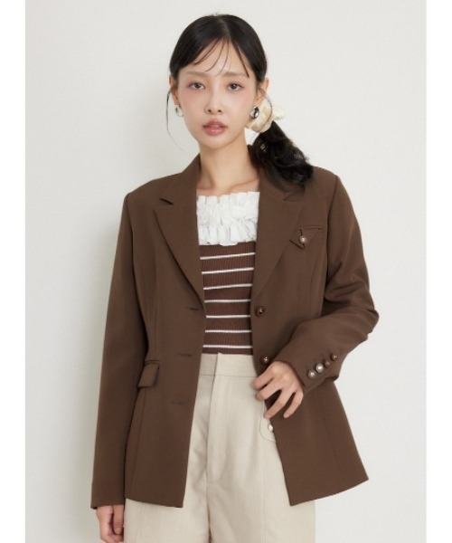 rienda（リエンダ）の「Shapelyテーラードジャケット 秋服（テーラードジャケット・レディース・ブラック/ベージュ/ブラウン・SMALL/MEDIUM）」の3枚目の写真