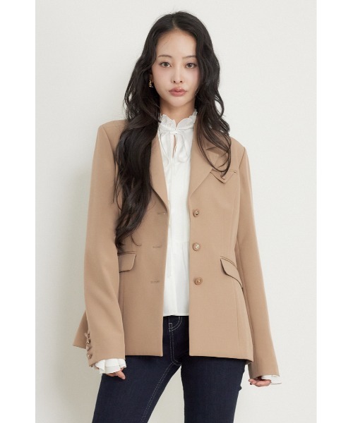 rienda（リエンダ）の「Shapelyテーラードジャケット 秋服（テーラードジャケット・レディース・ブラック/ベージュ/ブラウン・SMALL/MEDIUM）」の4枚目の写真